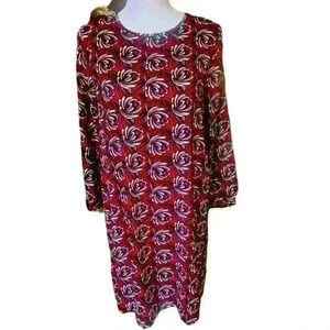Ann Taylor Loft dress Small. Very lightweight airy red white grey brown floral